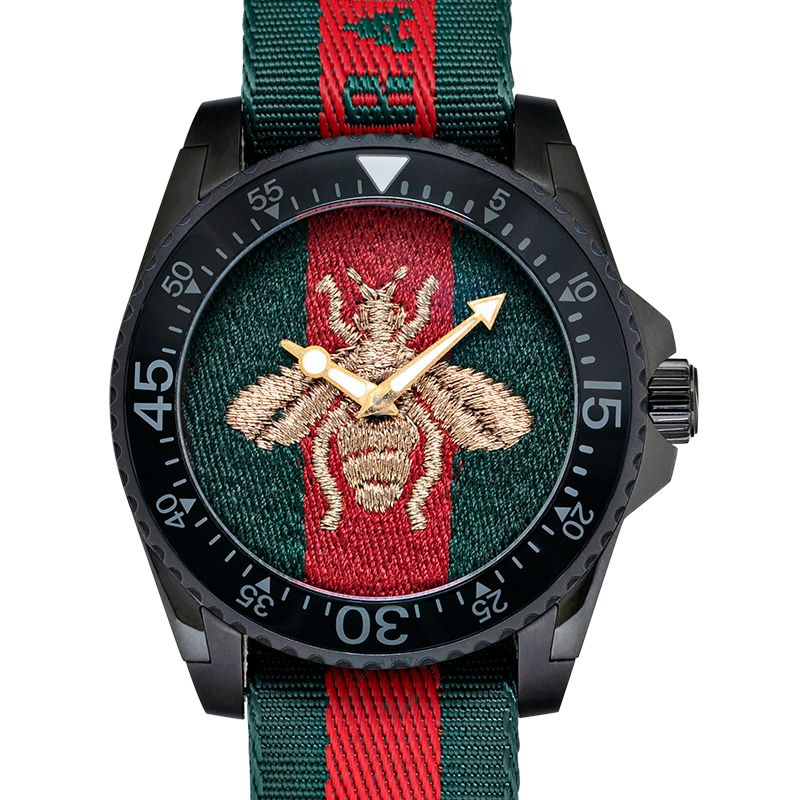  Shop Authentic Gucci Dive Green & Red Dial Green & Red Nylon Strap Watch For Men - YA136216 - Luxxuri