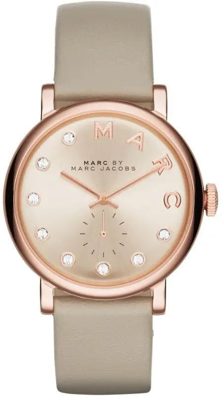 Marc Jacobs Baker Rose Gold Dial Grey Leather Strap Watch for Women - MBM1400