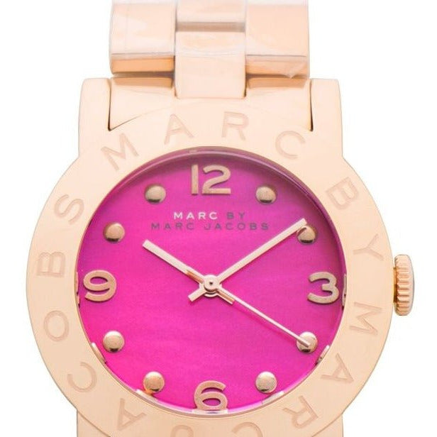 Marc Jacobs Amy Pink Dial Rose Gold Steel Strap Dial Watch for Women - MBM8625