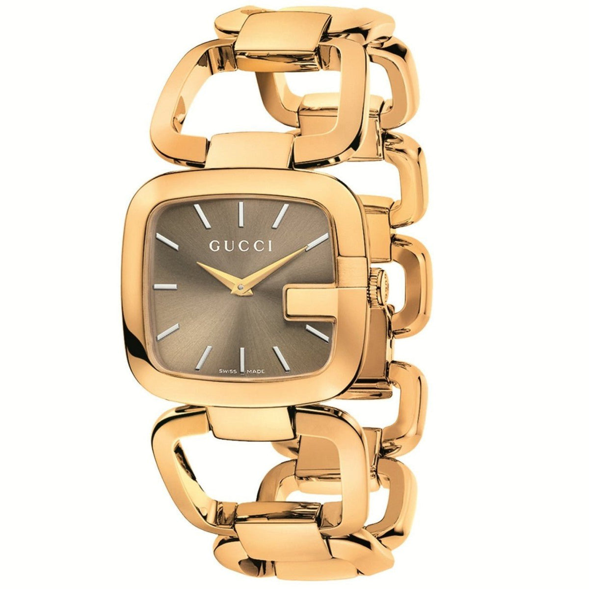  Shop Authentic Gucci G Gucci Brown Dial Rose Gold Steel Strap Watch For Women - YA125408 - Luxxuri