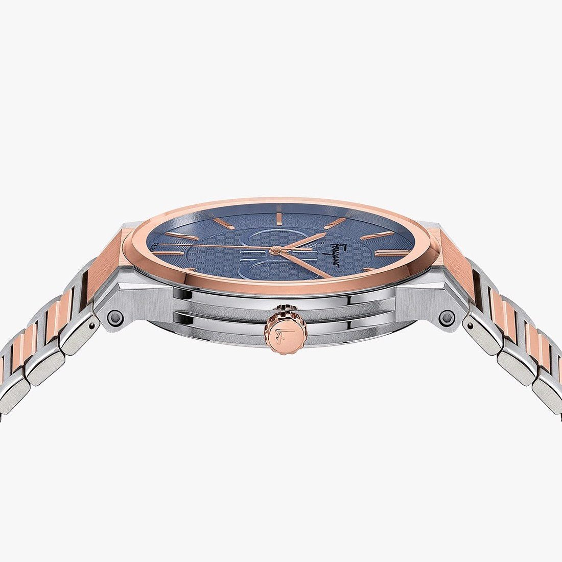 Salvatore Ferragamo Sapphire Blue Dial Two Tone Steel Strap Watch for Men - SFHP007-20