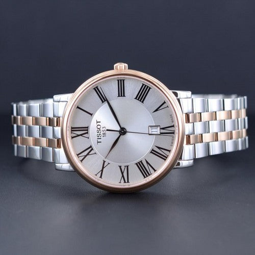 Tissot T Classic Carson Premium Silver Dial Two Tone Steel Strap Watch For Men - T122.410.22.033.00