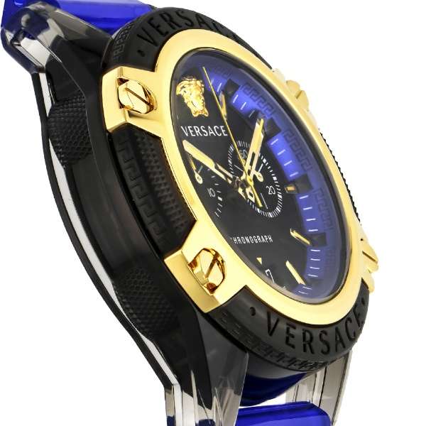 Versace Icon Active Chronograph Black Dial Blue Rubber Strap Watch For Men  VEZ700521
