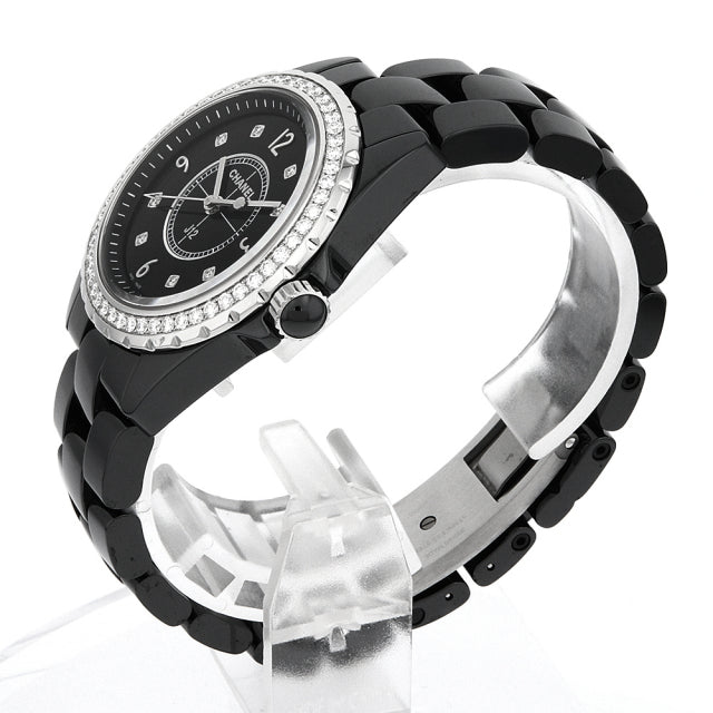 Chanel J12 Diamonds Ceramic Black Dial Black Steel Strap Watch for Women - J12 H3108