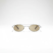 Chanel Women Oval Metal & Imitation Pearl Brown Sunglasses