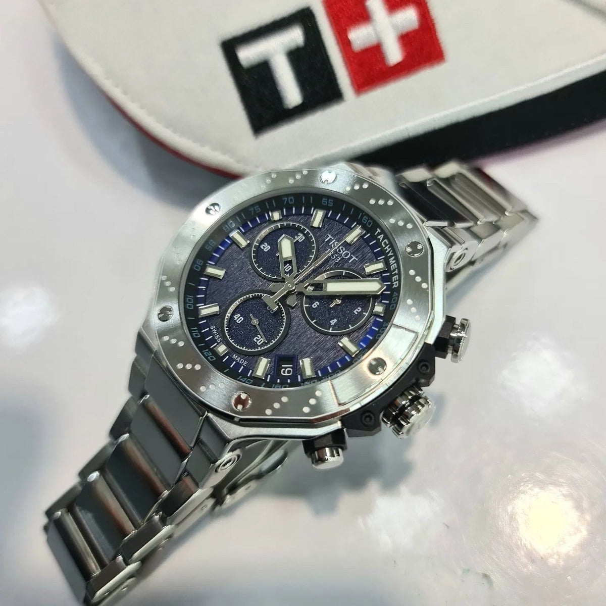 Tissot T Race Chronograph Blue Dial Silver Steel Strap Watch For Men - T141.417.11.041.00