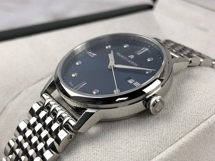 Maurice Lacroix Eliros Sunbrushed Blue Dial Silver Steel Strap Watch for Women - EL1094-SS002-130-1