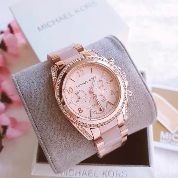 Michael Kors Blair Chronograph Rose Gold Dial Two Tone Steel Strap Watch for Women - MK5943