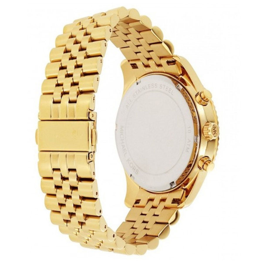 Michael Kors Lexington Crystals Gold Dial Gold Steel Strap Watch for Men - MK8494