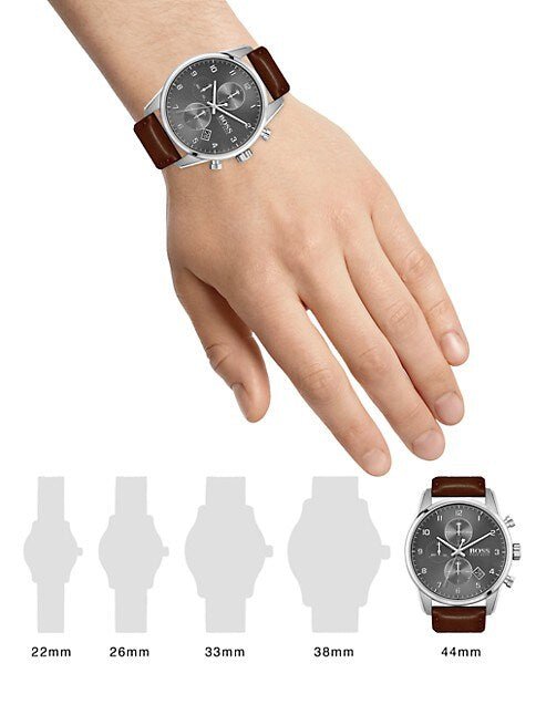 Hugo Boss Jet Black Dial Black Leather Strap Watch for Men - 1513279