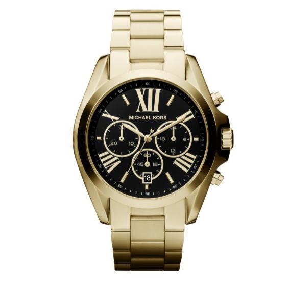 Michael Kors Bradshaw Black Dial Gold Steel Strap Watch for Women - MK5739