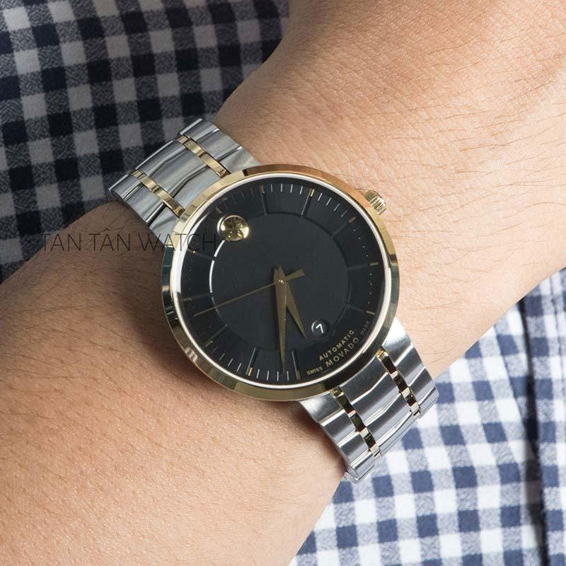 Movado 1881 Automatic Black Dial Two Tone Steel Strap Watch For Men - 0606916