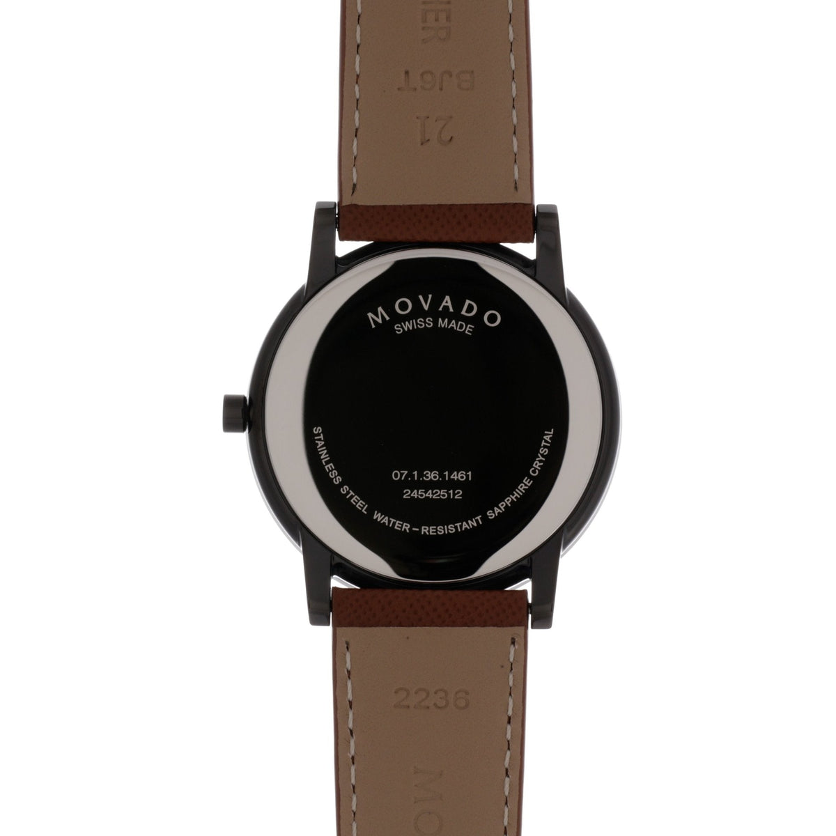 Movado Museum Classic Black Dial Brown Leather Strap Watch for Men - 0607198
