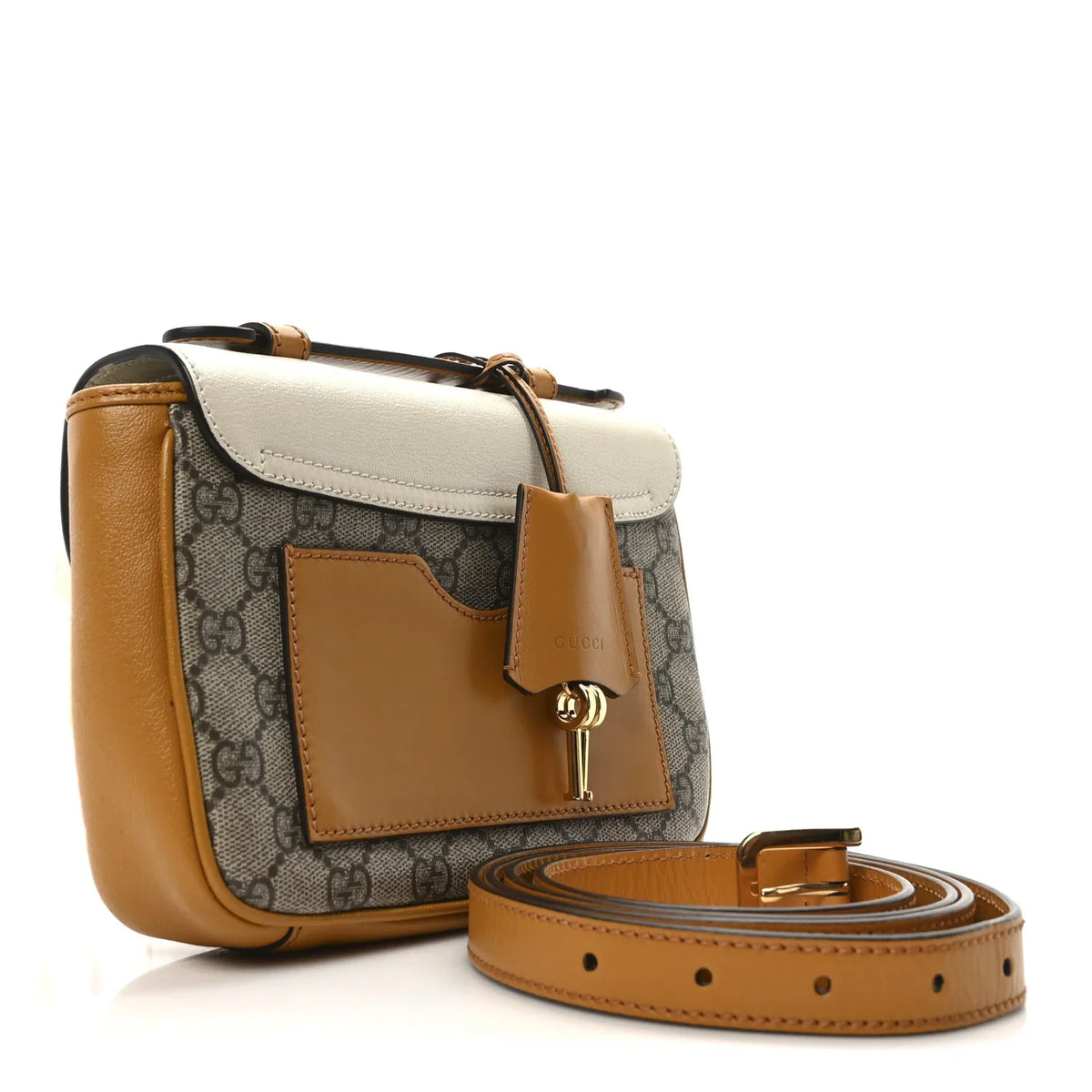 Gucci GG Padlock Front Pocket Flap Shoulder Bag – Beige