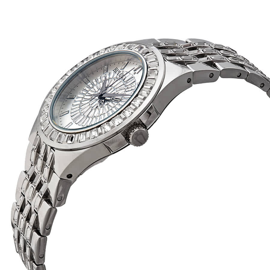 Bulova Phantom Crystal Silver Dial Silver Steel Strap Watch for Men - 96A236