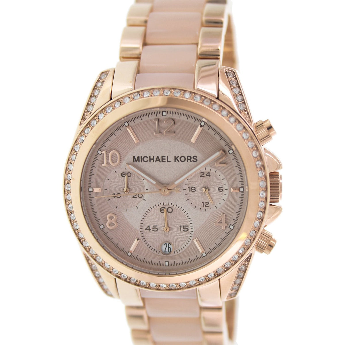 Michael Kors Blair Chronograph Rose Gold Dial Two Tone Steel Strap Watch for Women - MK5943