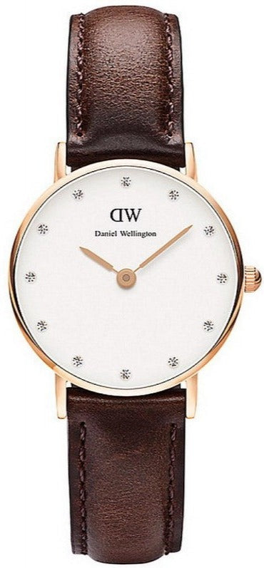  Shop Authentic Daniel Wellington Classy Bristol White Dial Brown Leather Strap Watch For Women - DW00100062 - Luxxuri