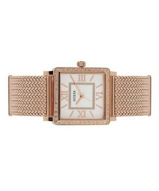 Guess Highline Off White Dial Rose Gold Stainless Steel Mesh Strap Watch For Women - W0826L3