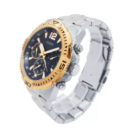 Guess Commander Chronograph Blue Dial Two Tone Steel Strap Watch for Men - GW0056G5