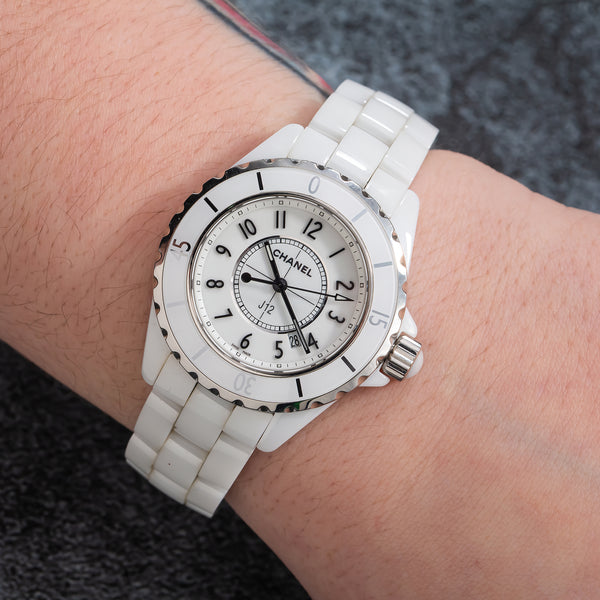 Chanel J12 Ceramic White Dial White Steel Strap Watch for Women - J12 H0968