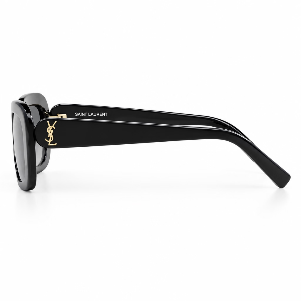 Saint Laurent SL M130 Women Pillowed Rectangular Black / Grey Sunglasses