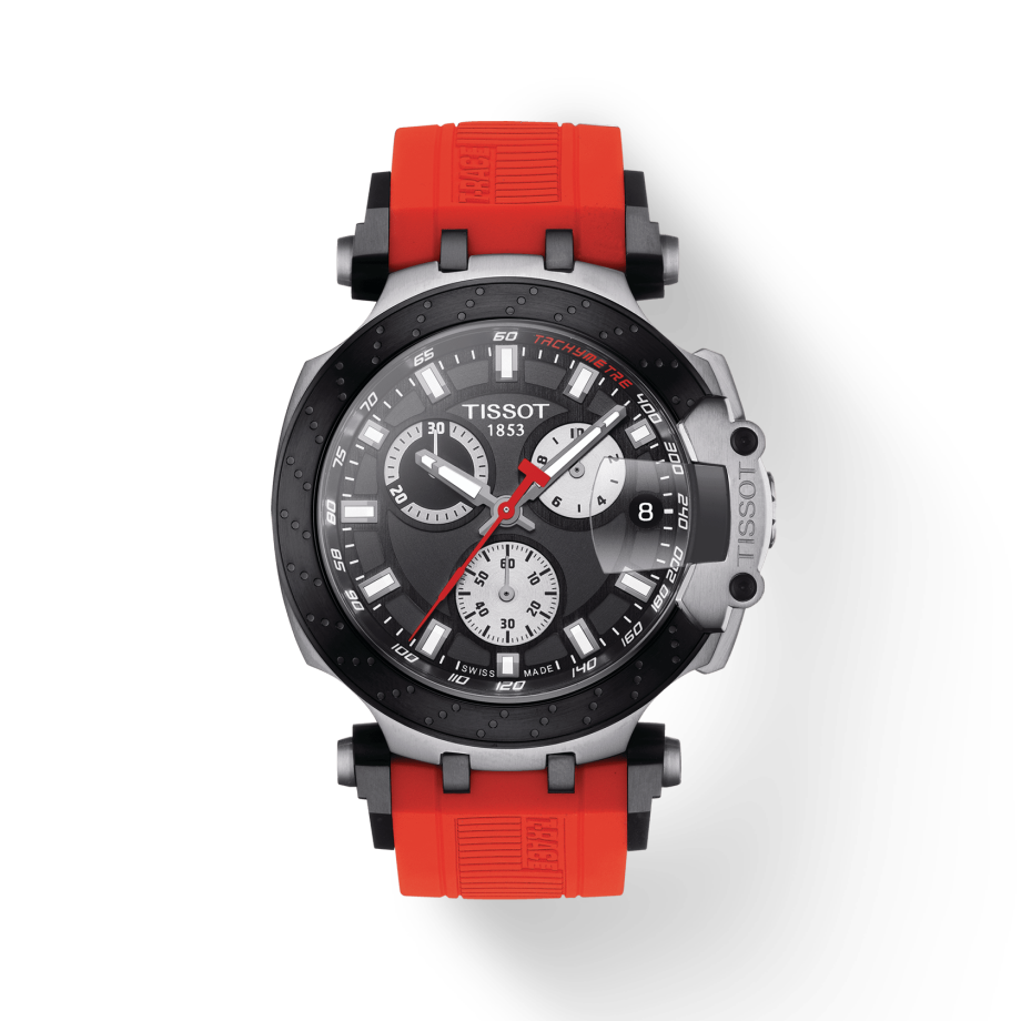 Tissot T Race Chronograph Black Dial Red Silicone Strap Watch For Men - T115.417.27.051.00