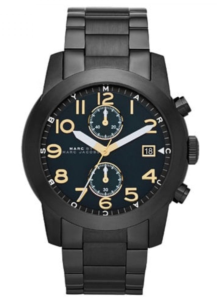 Marc Jacobs Larry Chronograph Black Dial Black Steel Strap Watch for Men - MBM8606