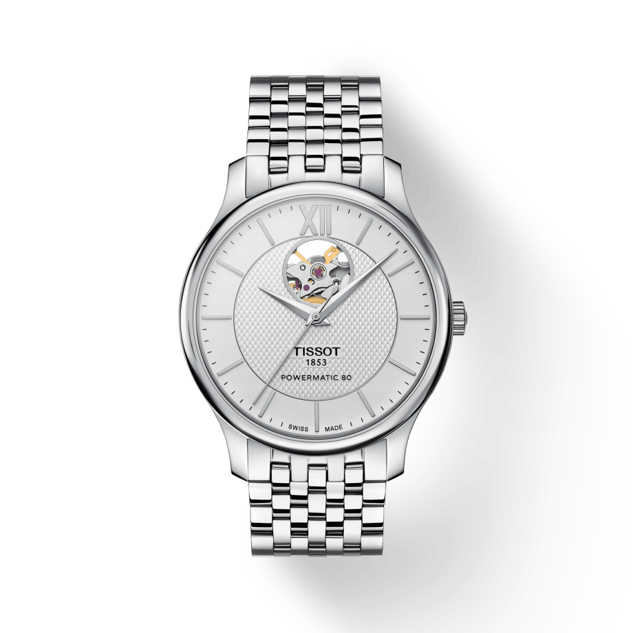 Tissot Tradition Powermatic 80 Open Heart Automatic Watch For Men - T063.907.11.038.00