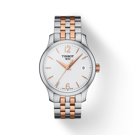 Tissot T Classic Tradition Lady White Dial Two Tone Steel Strap Watch For Women - T063.210.22.037.01