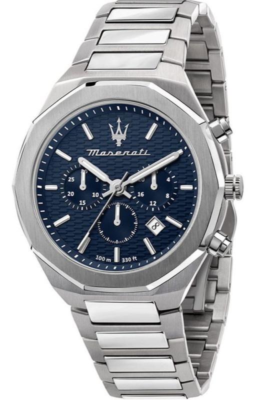 Maserati Stile Chronograph Blue Dial Silver Steel Strap Watch For Men - R8873642006