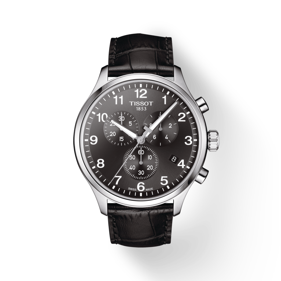 Tissot Chrono XL Classic Black Dial Black Leather Strap Watch For Men - T116.617.16.057.00