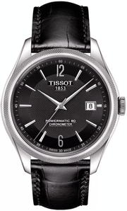 Tissot Ballade Powermatic 80 Cosc Black Dial Black Leather Strap Watch For Men - T108.408.16.057.00