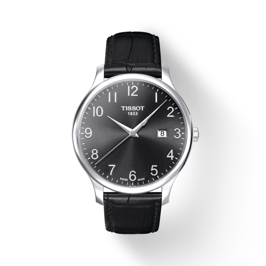 Tissot T Classic Tradition Black Dial Black Leather Strap Watch For Men - T063.610.16.052.00