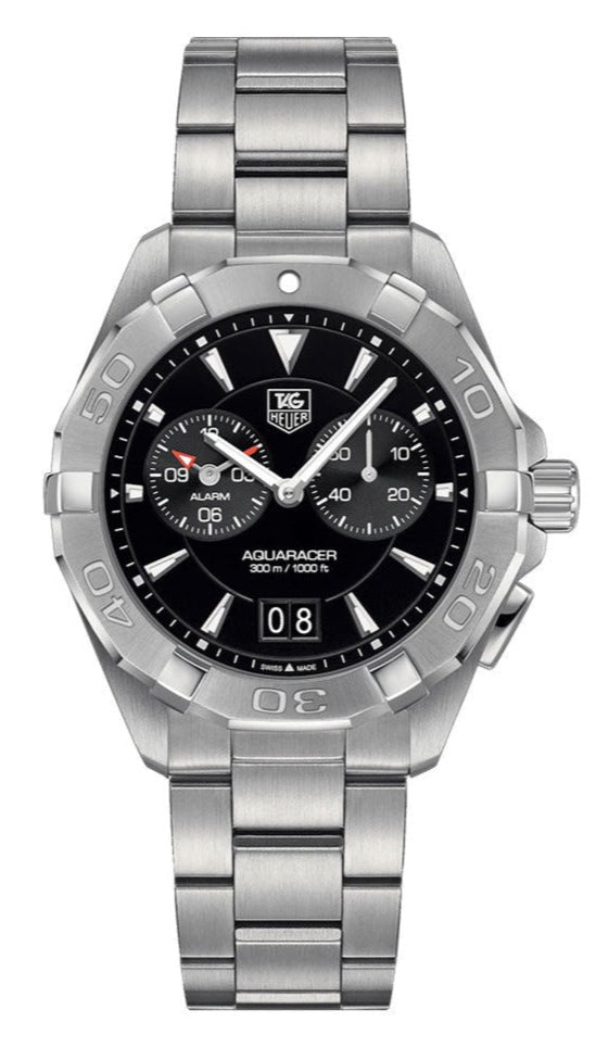 Tag Heuer Aquaracer Quartz Black Dial Silver Steel Strap Watch for Men - WAY111Z.BA0928