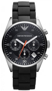 Emporio Armani Sportivo Chronograph Black Dial Black Strap Watch For Men - AR5858