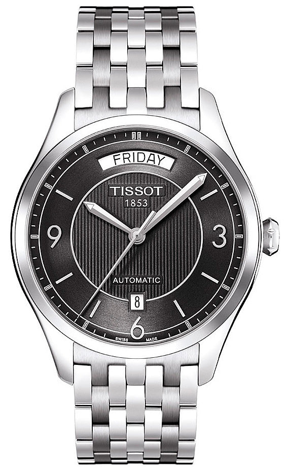Tissot T Classic T One Automatic Black Dial Silver Steel Strap Watch For Men - T038.430.11.057.00