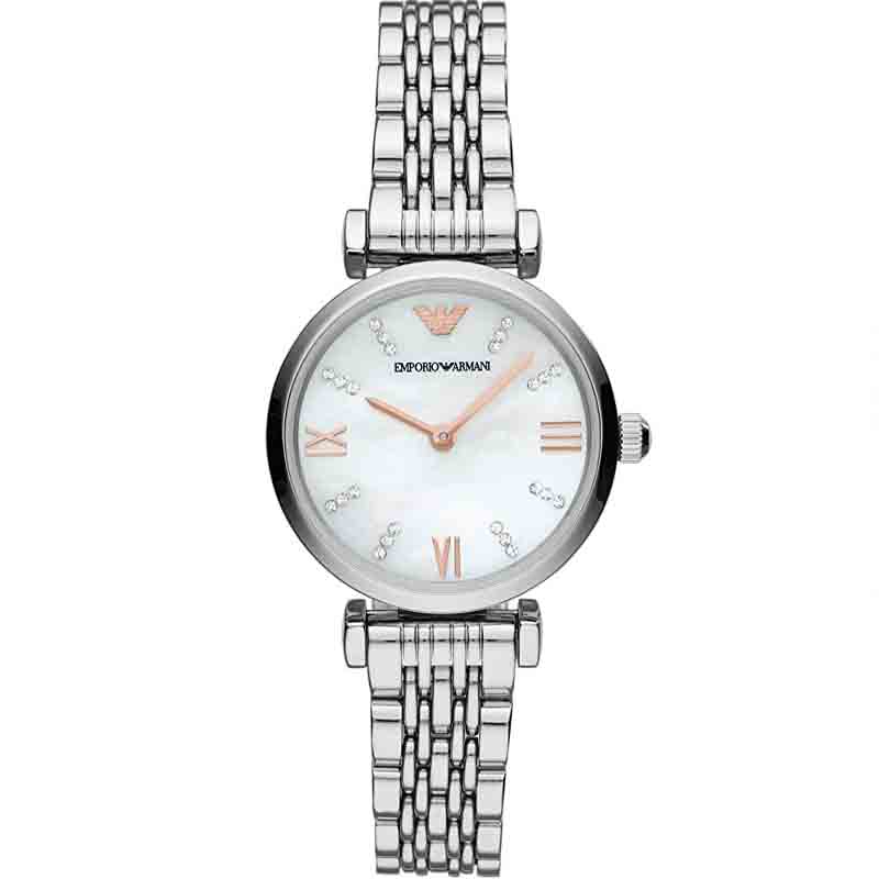 Emporio Armani Donna Mother of Pearl Dial Silver Steel Strap Watch For Women - AR11204