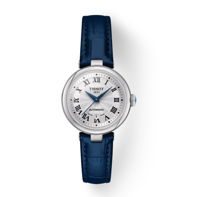 Tissot Bellissima Automatic Silver Dial Blue Leather Strap Watch For Women - T126.207.16.013.00