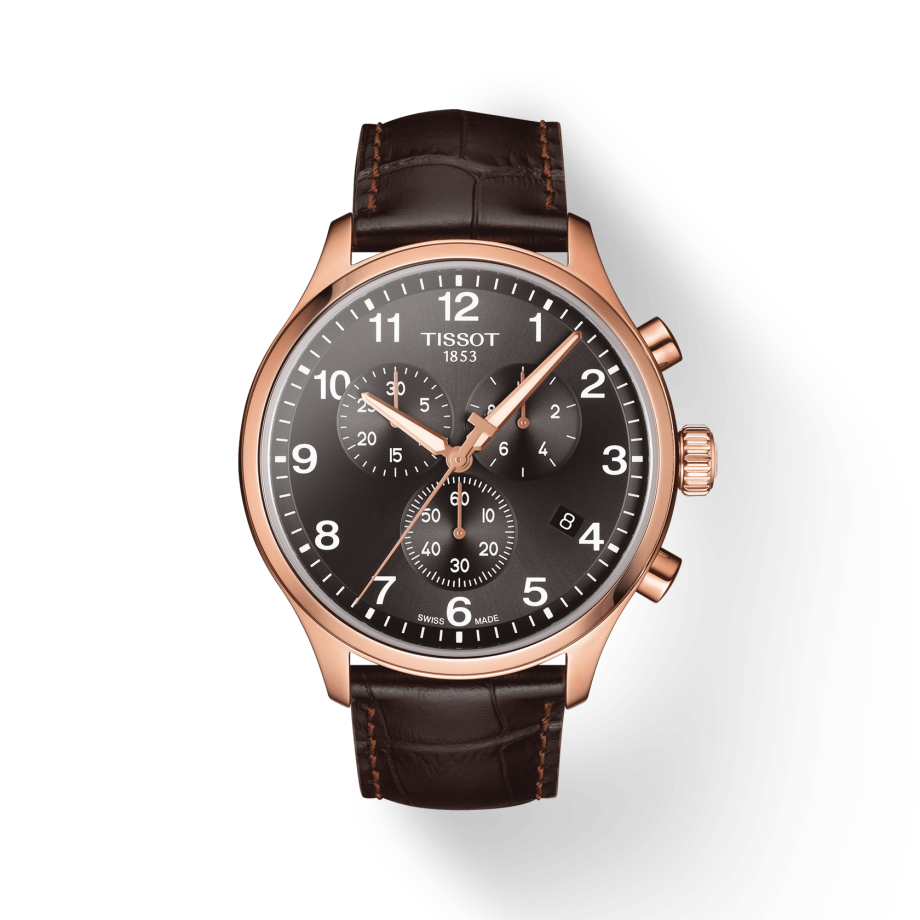 Tissot Chrono XL Black Dial Brown Leather Strap Watch For Men - T116.617.36.057.01
