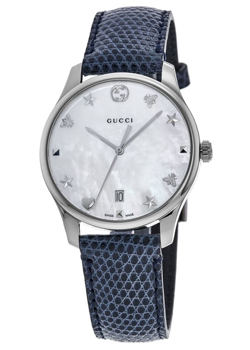 Gucci G-Timeless Signature Mother of Pearl Star Dial Blue Watch For Women - YA126588