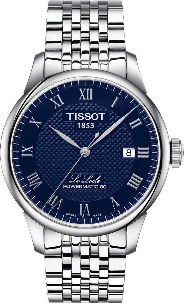 Tissot Le Locle Powermatic 80 Blue Dial Silver Steel Strap Watch For Men - T006.407.11.043.00