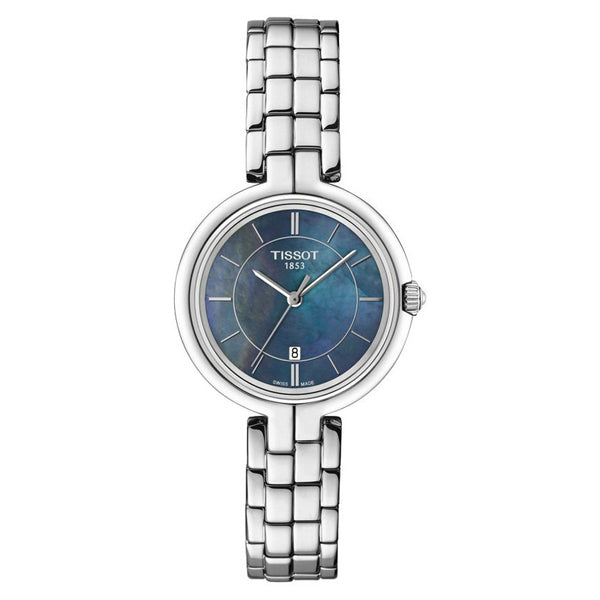 Tissot T Lady Flamingo Mother of Pearl Blue Dial Silver Steel Strap Watch For Women - T094.210.11.121.00