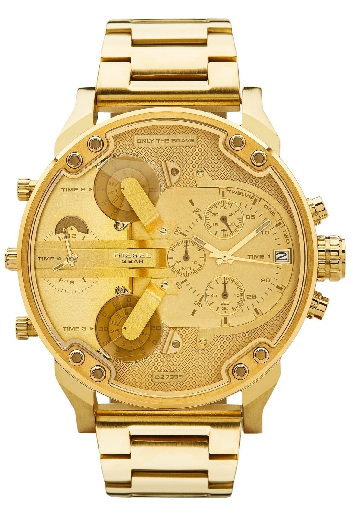 Diesel Mr Daddy 2.0 Chronograph Gold Dial Gold Steel Strap Watch For Men - DZ7399