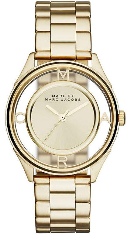 Marc Jacobs Marc Tether Transparent Gold Dial Gold Steel Strap Watch for Women - MBM3413