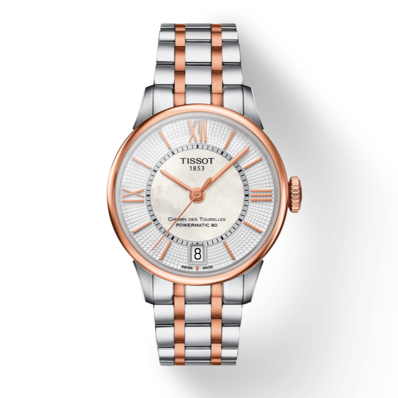 Tissot Chemin Des Tourelles Powermatic 80 Lady Silver Dial Two Tone Steel Strap Watch For Women - T099.207.22.118.02