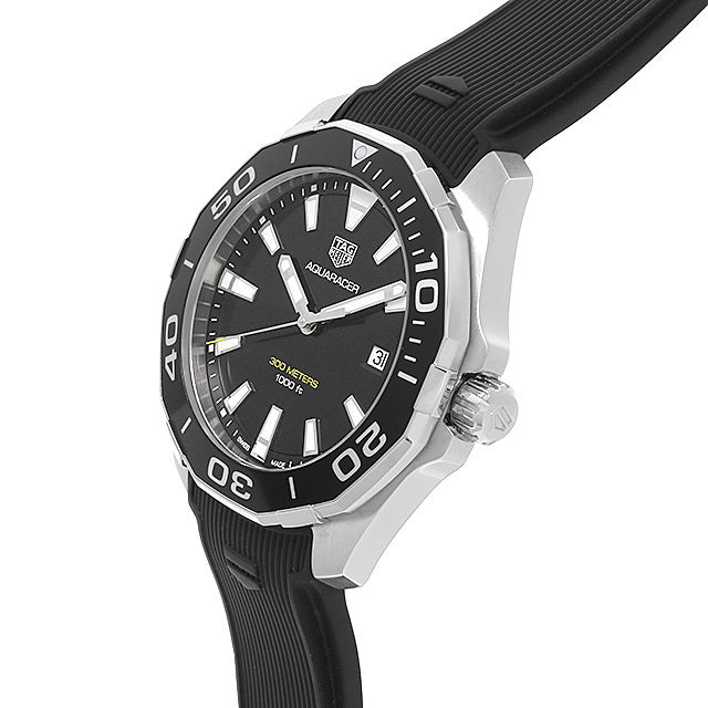 Tag Heuer Aquaracer Quartz Black Dial Black Rubber Strap Watch for Men - WAY101A.FT6141
