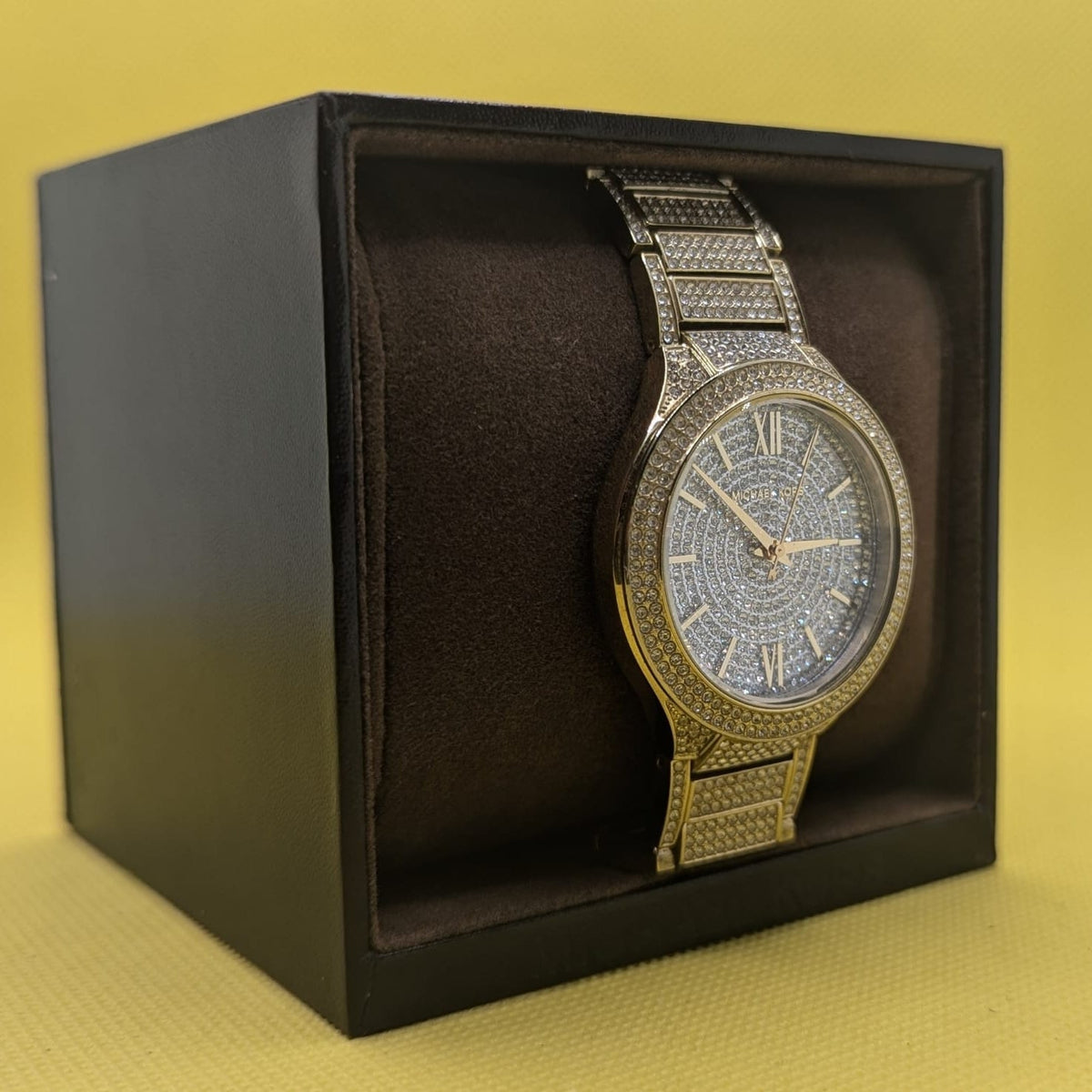 Michael Kors Kerry Crystals Gold Dial Gold Steel Strap Watch For Women - MK3360