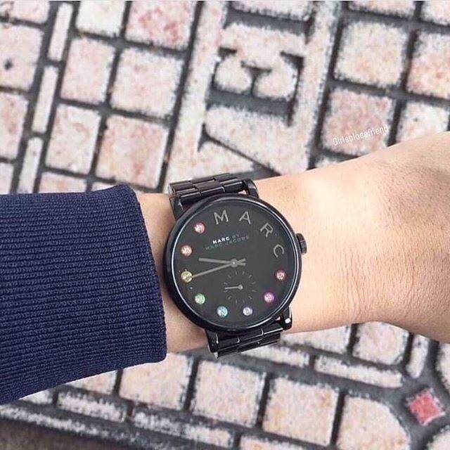 Marc Jacobs Baker Black Dial Black Steel Strap Watch for Women - MBM3425