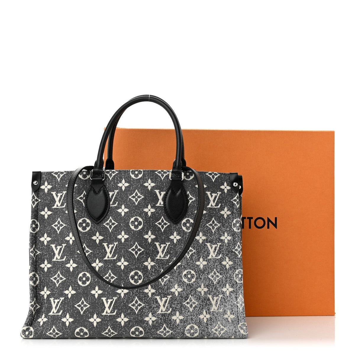 Louis Vuitton Jacquard Denim OnTheGo MM Tote Bag - Black White