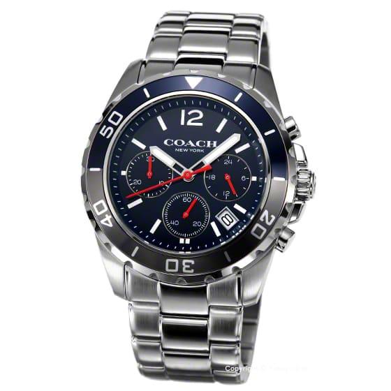Coach Kent Chronograph Blue Dial Silver Steel Strap Watch for Men - 14602555